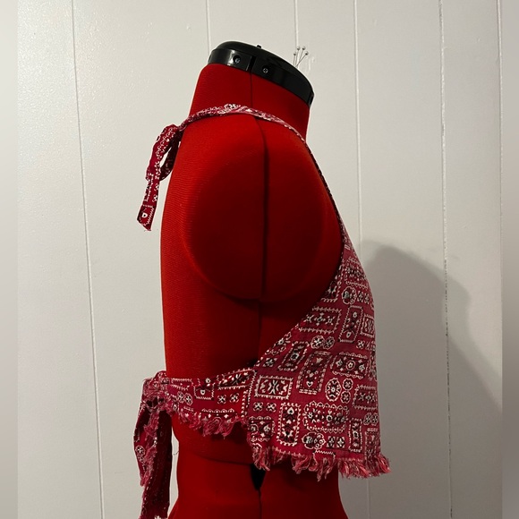 Western Halter Crop Top Bandana Print Boho Chic Upcycled - Picture 5 of 5